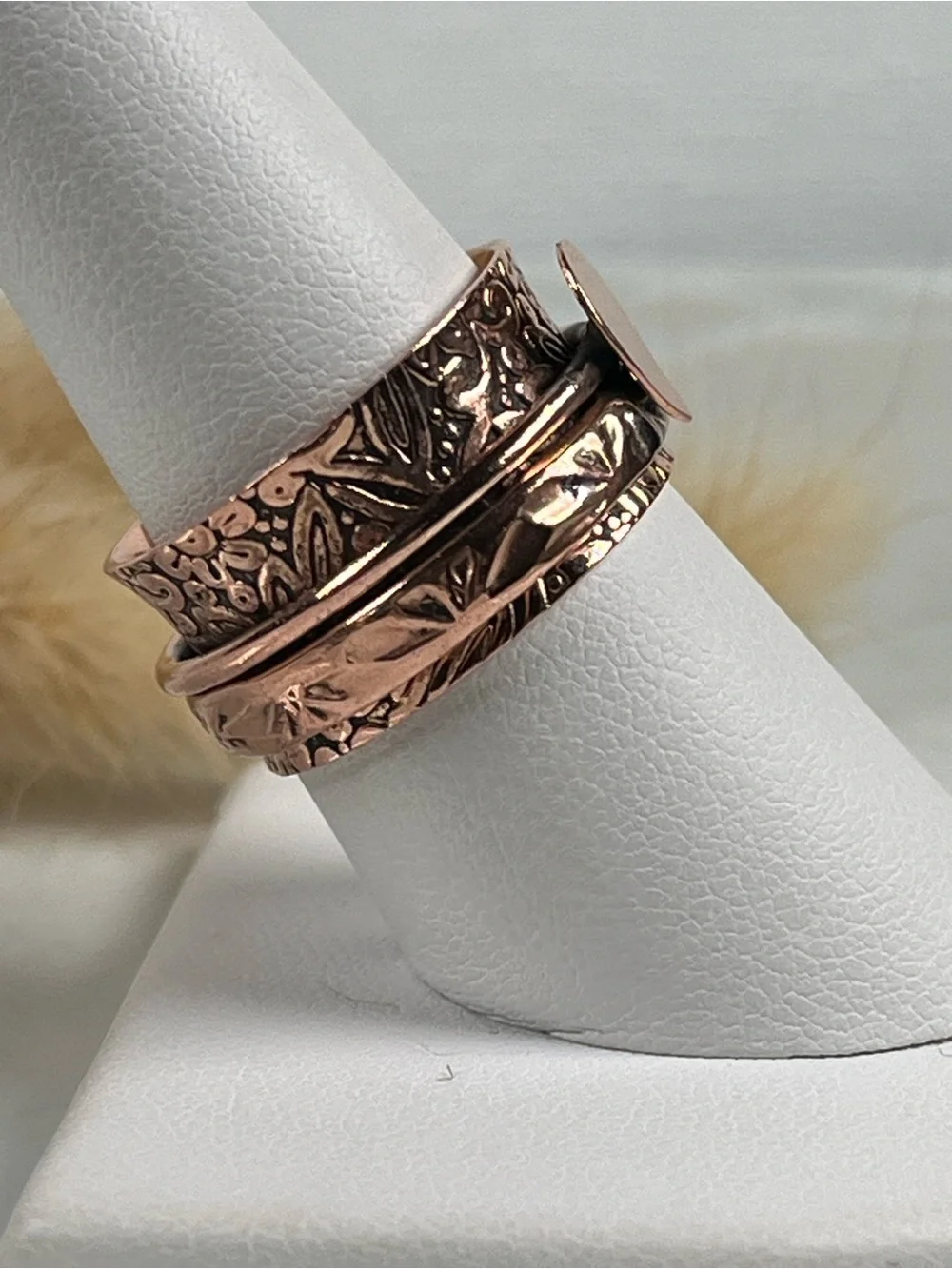 Solid Copper Spinner Meditation Band Ring Size 7.5